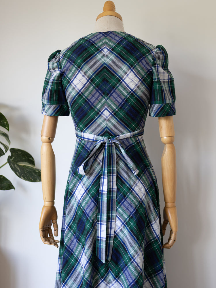 Green Tartan Maxi Dress - XS