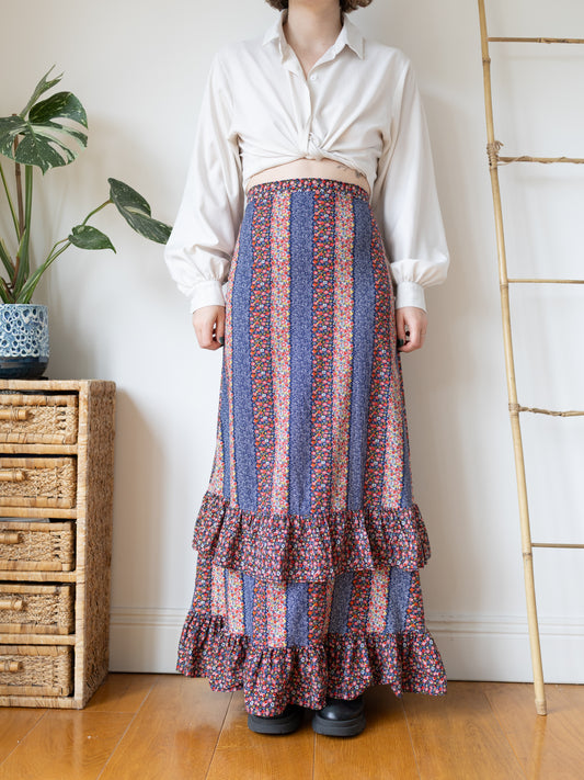 Ditsy Floral Patchwork Maxi Skirt - 27"