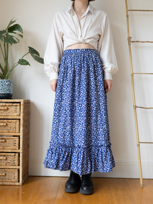 Blue Ditsy Floral Skirt - 27"