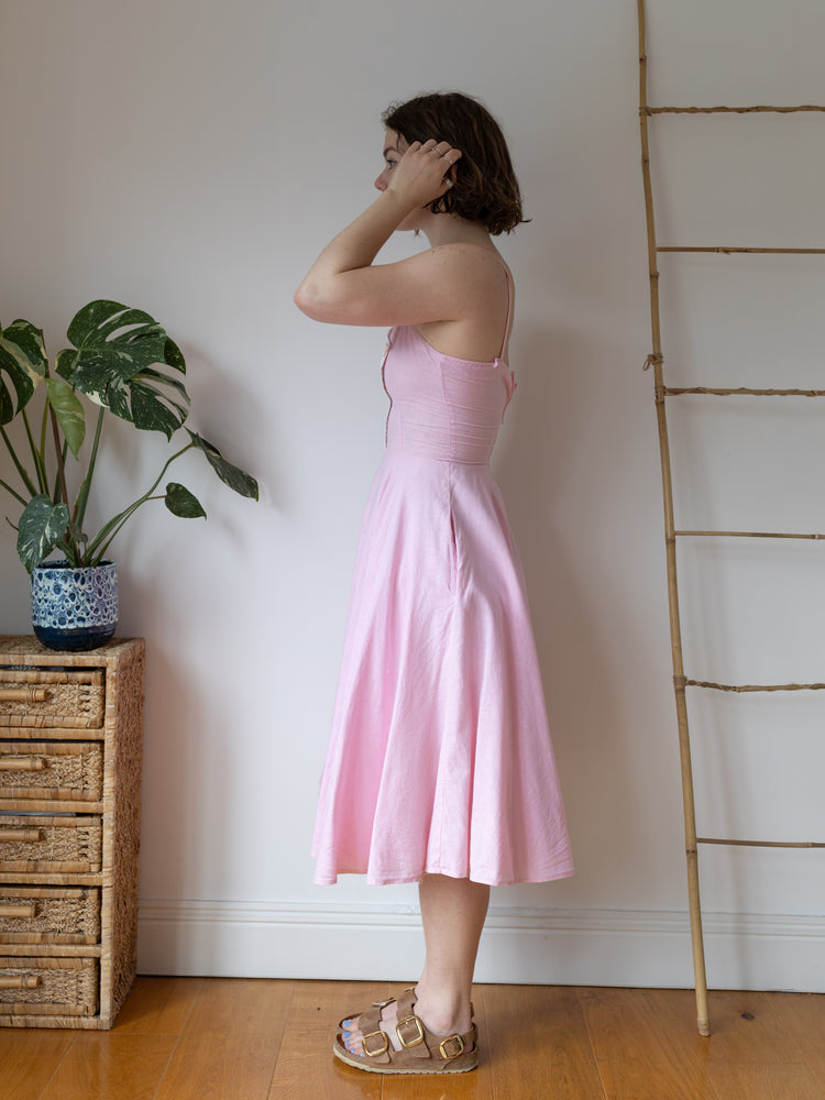 50s Pink Cotton Sundress - XS