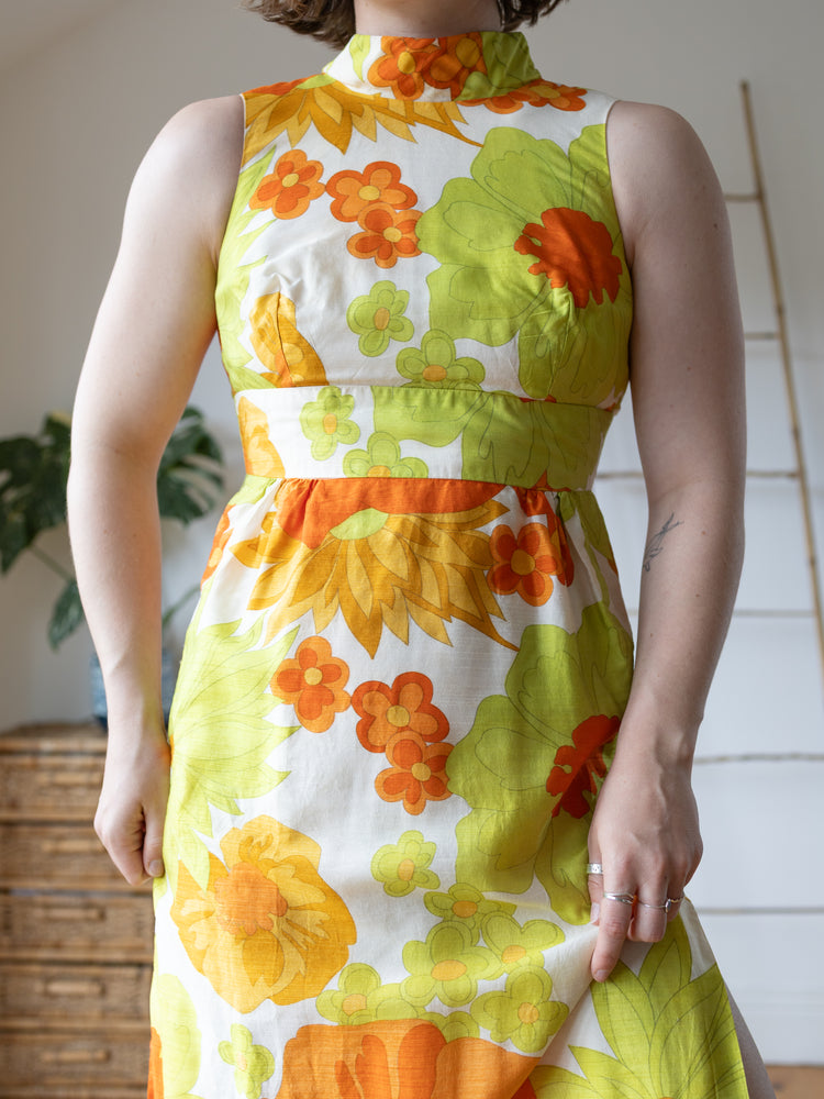 Floral Open Back Maxi Dress - S