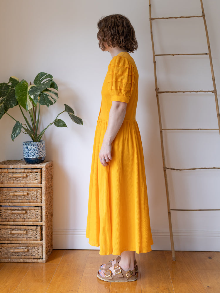 Marion Donaldson Yellow Cotton Dress - L