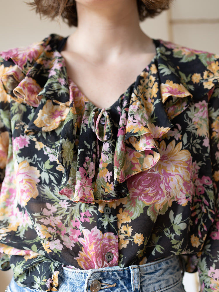 Laura Ashley Floral Chiffon Shirt - M