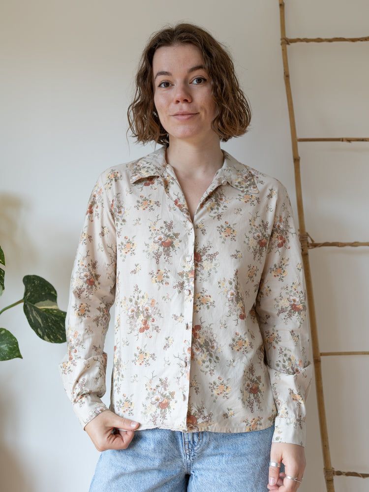 Laura Ashley Beige Floral Shirt - M