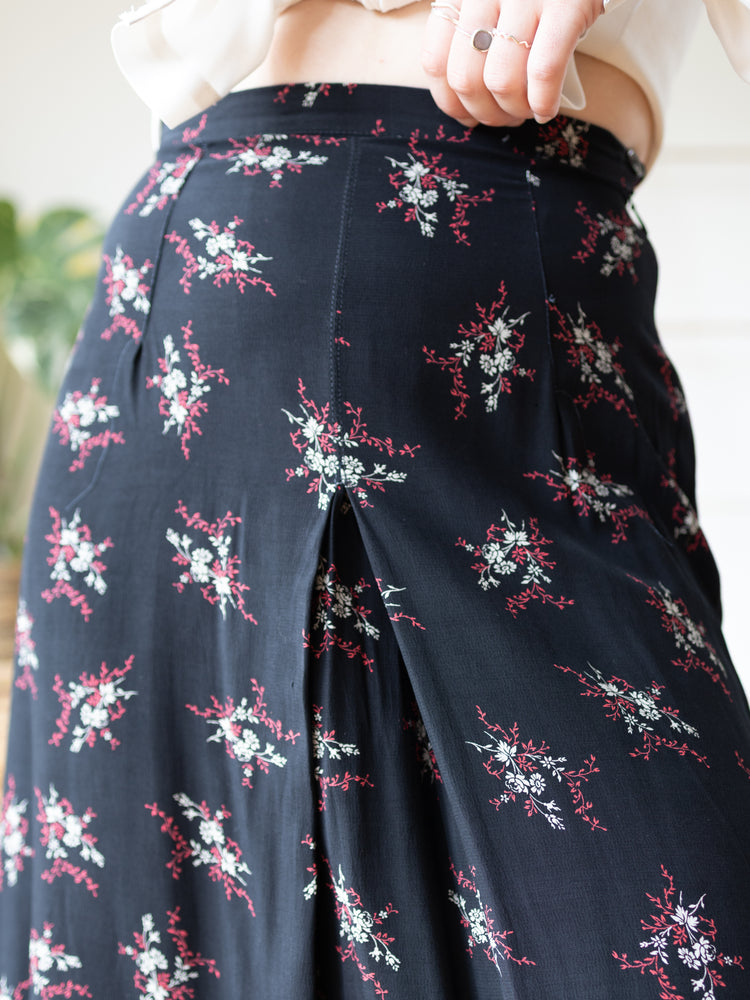 Laura Ashley Black Ditsy Floral Midi Skirt - 26"