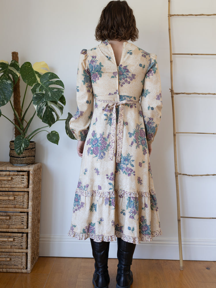 70s Sears Sand Brown Dress - S