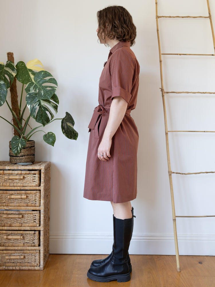 70s St Michael Striped Midi Dress - L