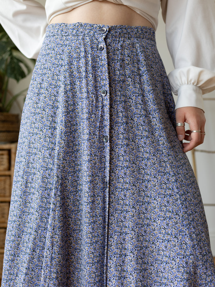 90s Laura Ashley Button Down Skirt - 30"