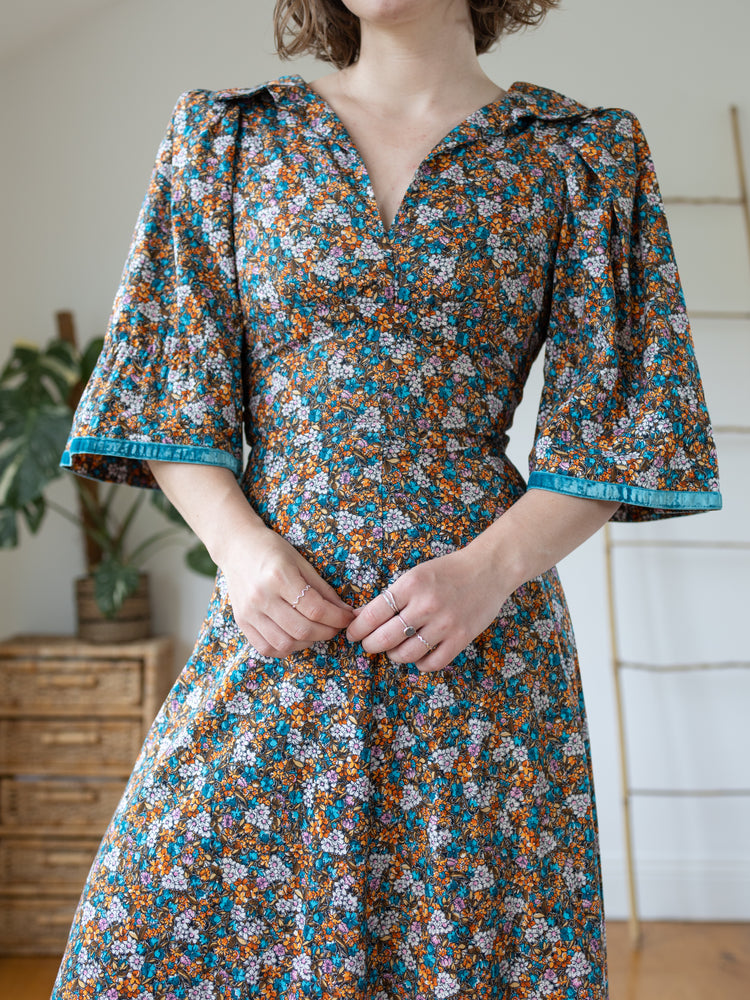 70s Valerie Goad Ditsy Floral Maxi Dress - XS