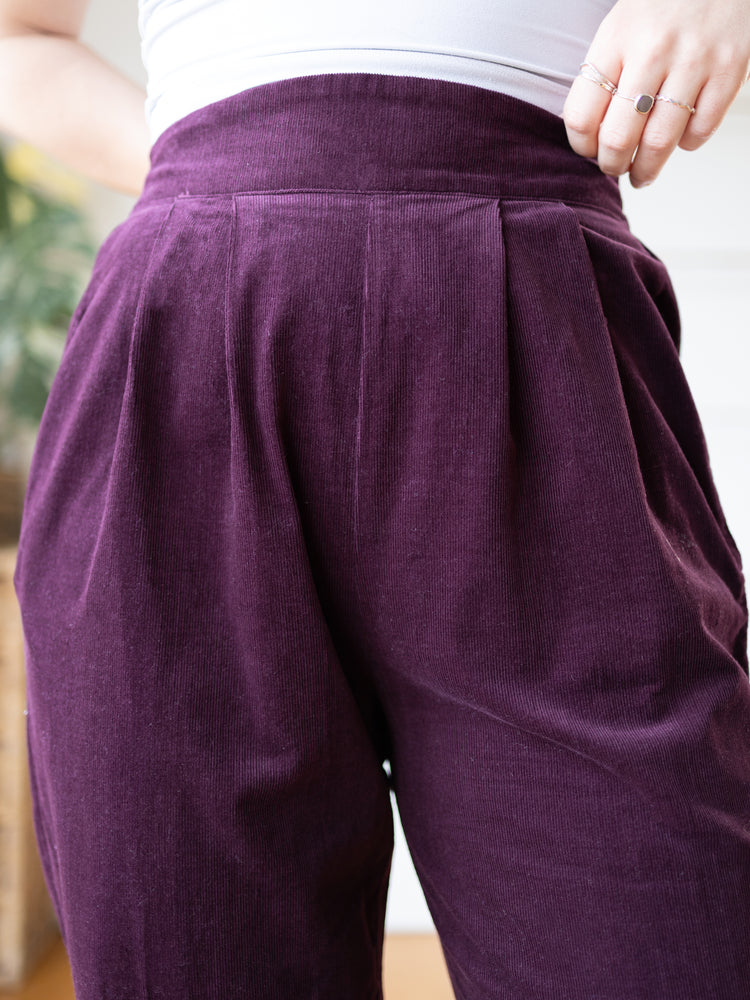 80s Wine Red Corduroy Trousers - S