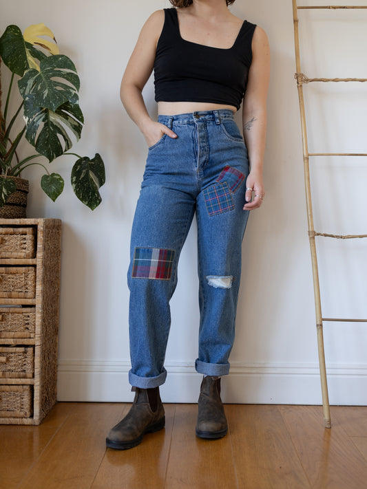 90s Lizwear Patchwork Mum Jeans - 27"