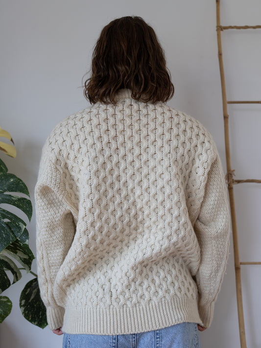 90s Kilspindle Cream Aran Jumper - L