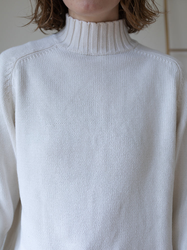 90s Next White Cotton Mock Neck Jumper - L
