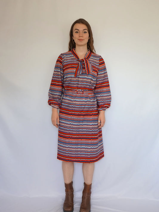 Funky Striped Midi Dress - L/XL