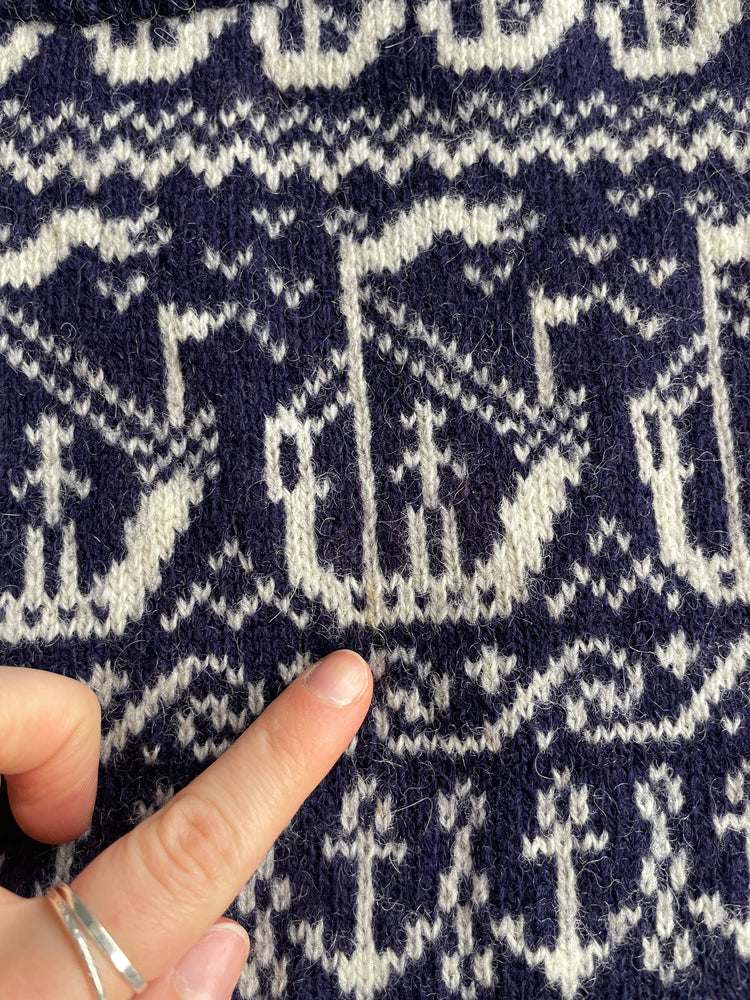 90s Navy Nautical Wool Jumper - M