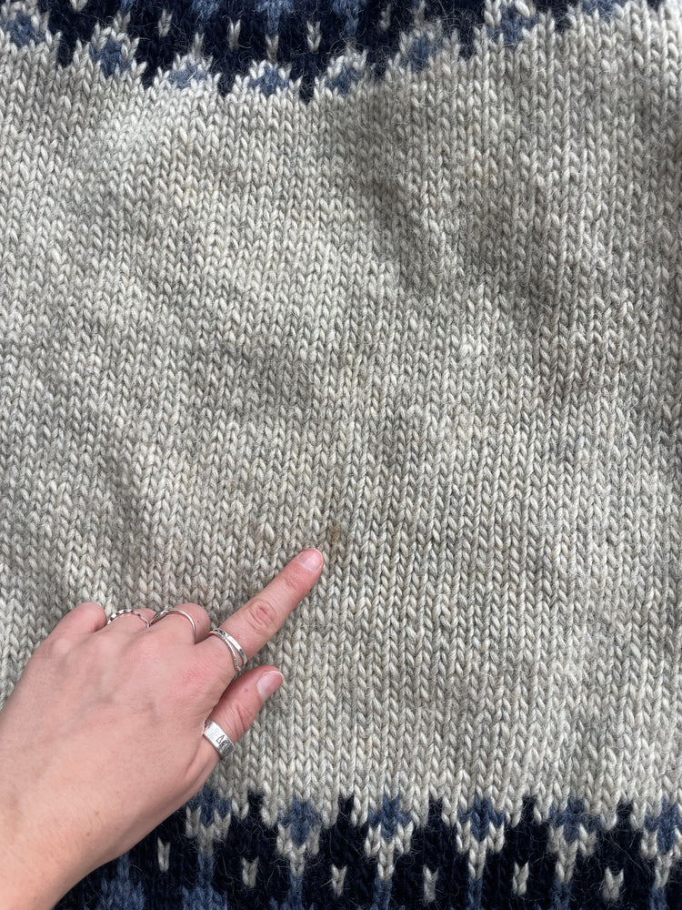 90s Blue Icelandic Style Wool Jumper - XL