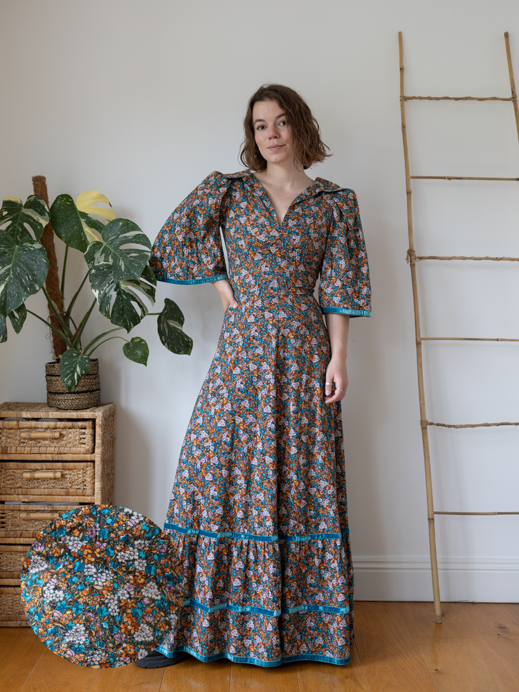70s Valerie Goad Ditsy Floral Maxi Dress - XS