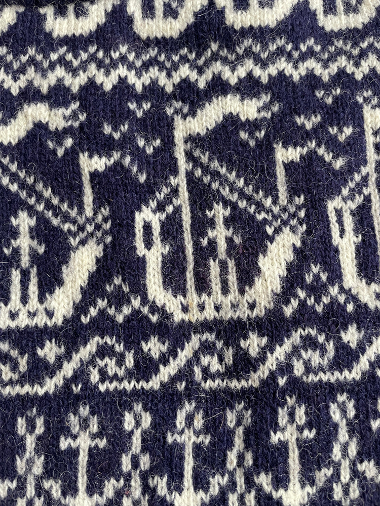 90s Navy Nautical Wool Jumper - M