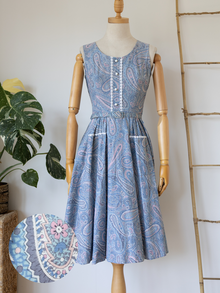 70s Paisley Midi Dress - XS