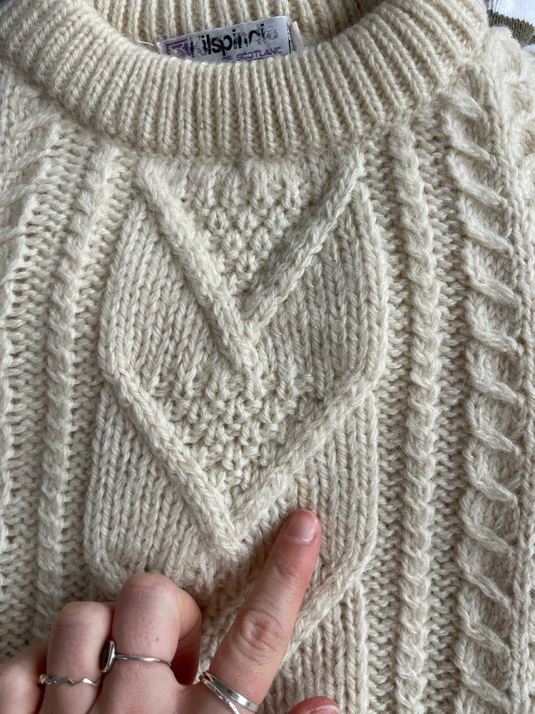 90s Kilspindle Cream Aran Jumper - L