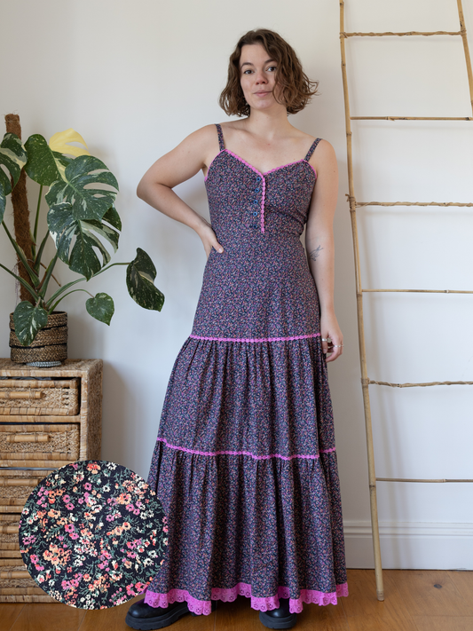 70s Vera Mont Ditsy Floral Maxi Dress - XS