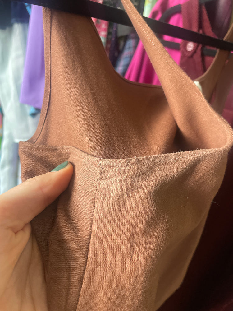 Brown Cotton Pinafore Dress - M