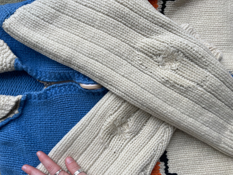 60s Cowichan Racing Car Cardigan - L