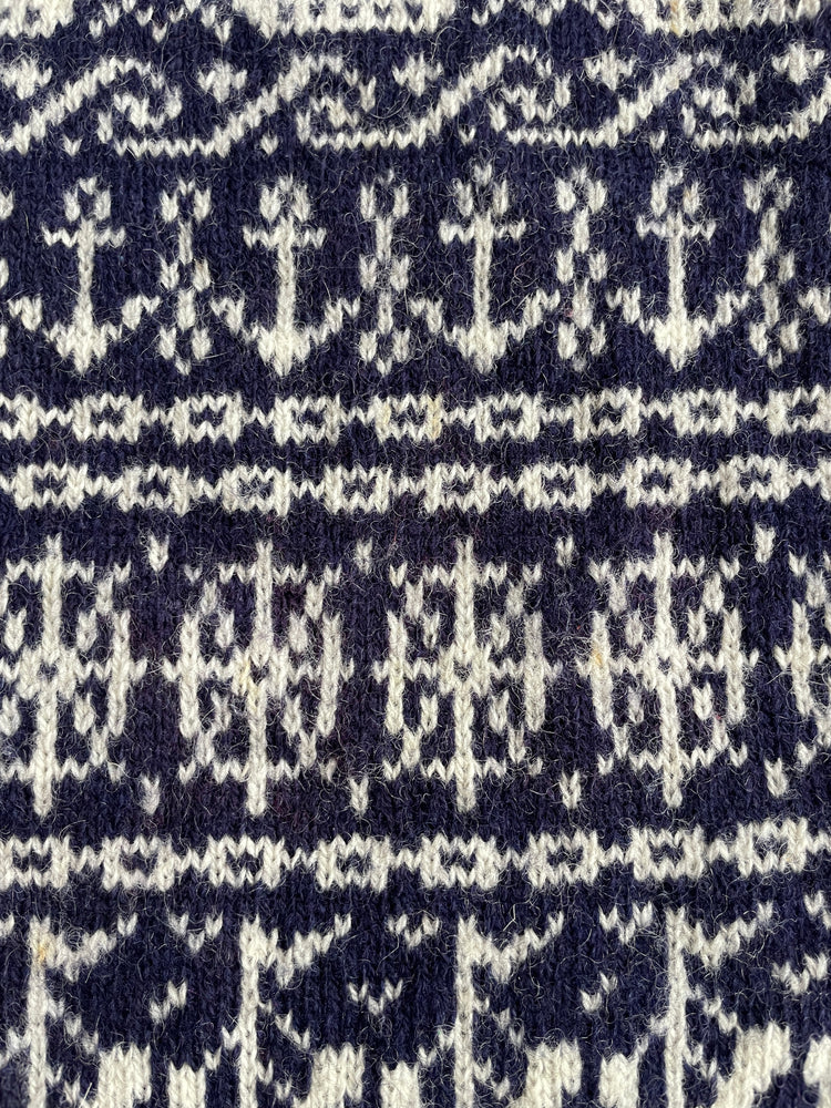 90s Navy Nautical Wool Jumper - M