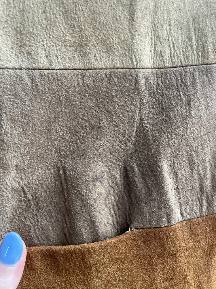 Brown Suede Patchwork Jacket - S