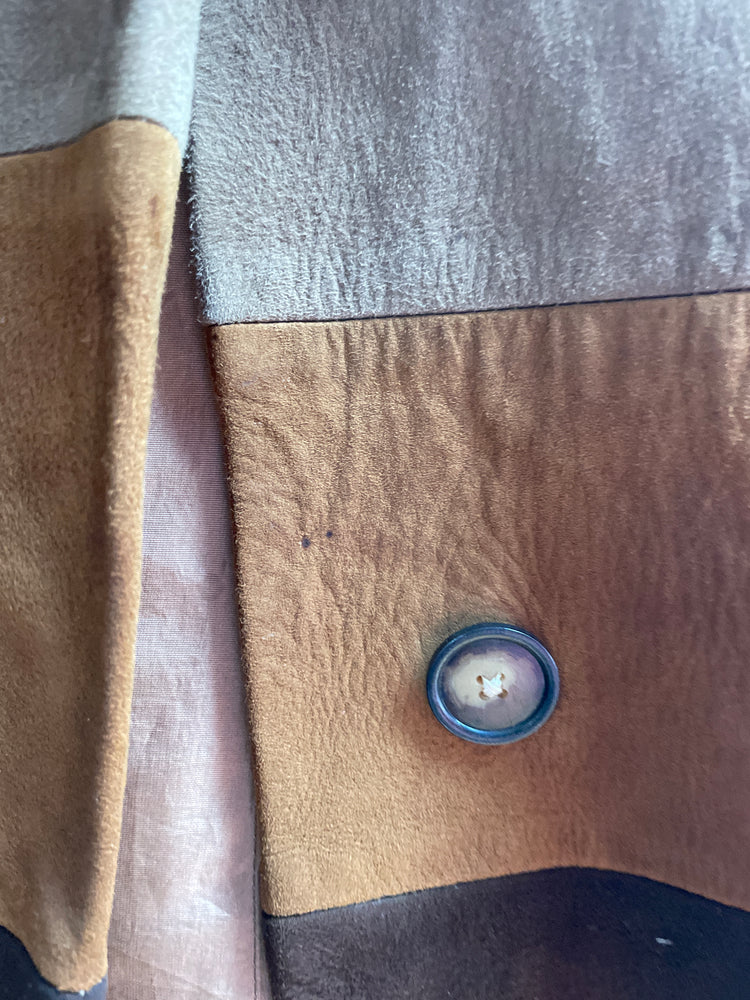 Brown Suede Patchwork Jacket - S