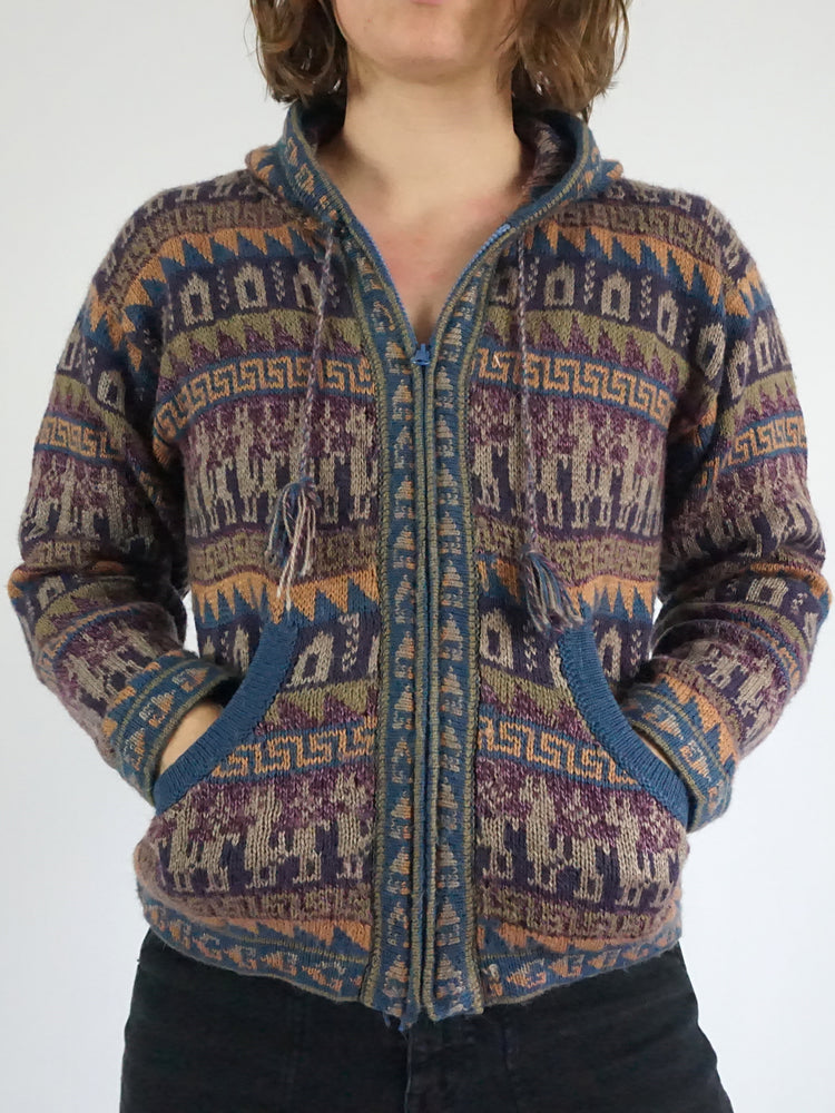 Alpaca Wool Hooded Cardigan - S