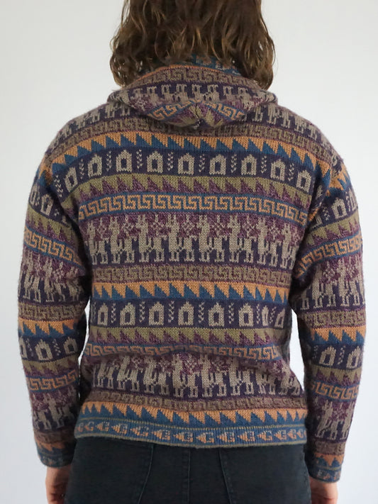 Alpaca Wool Hooded Cardigan - S