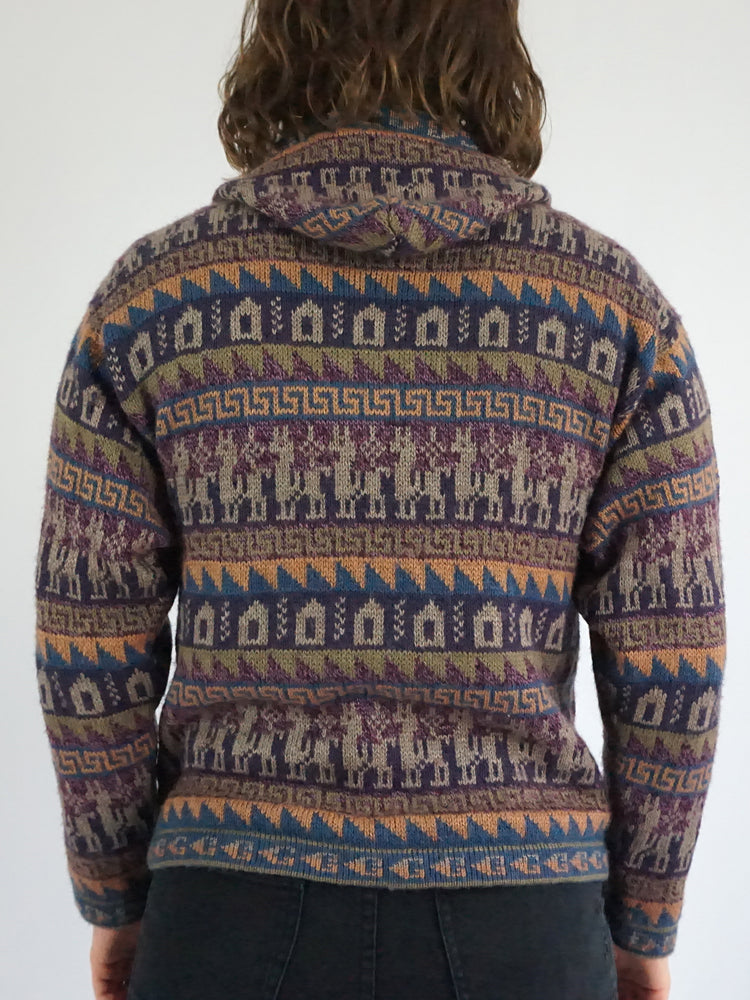 Alpaca Wool Hooded Cardigan - S