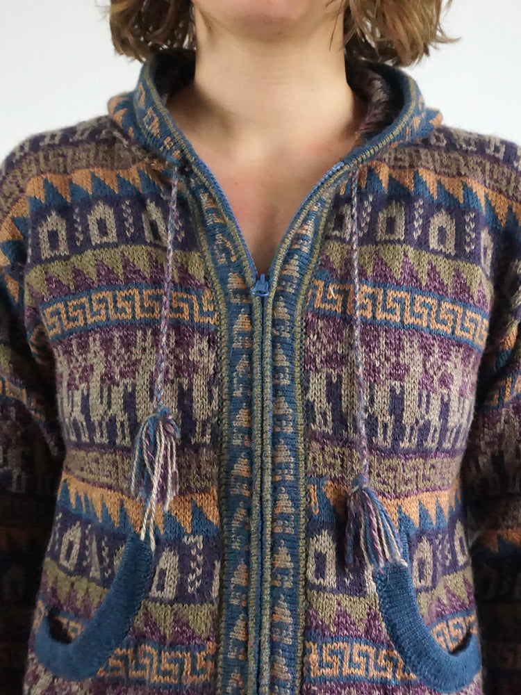 Alpaca Wool Hooded Cardigan - S