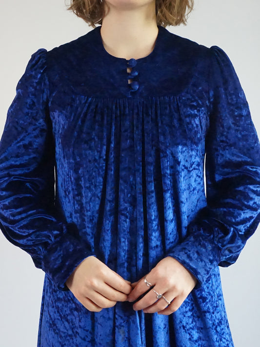 Crushed Velvet Smock Dress - S