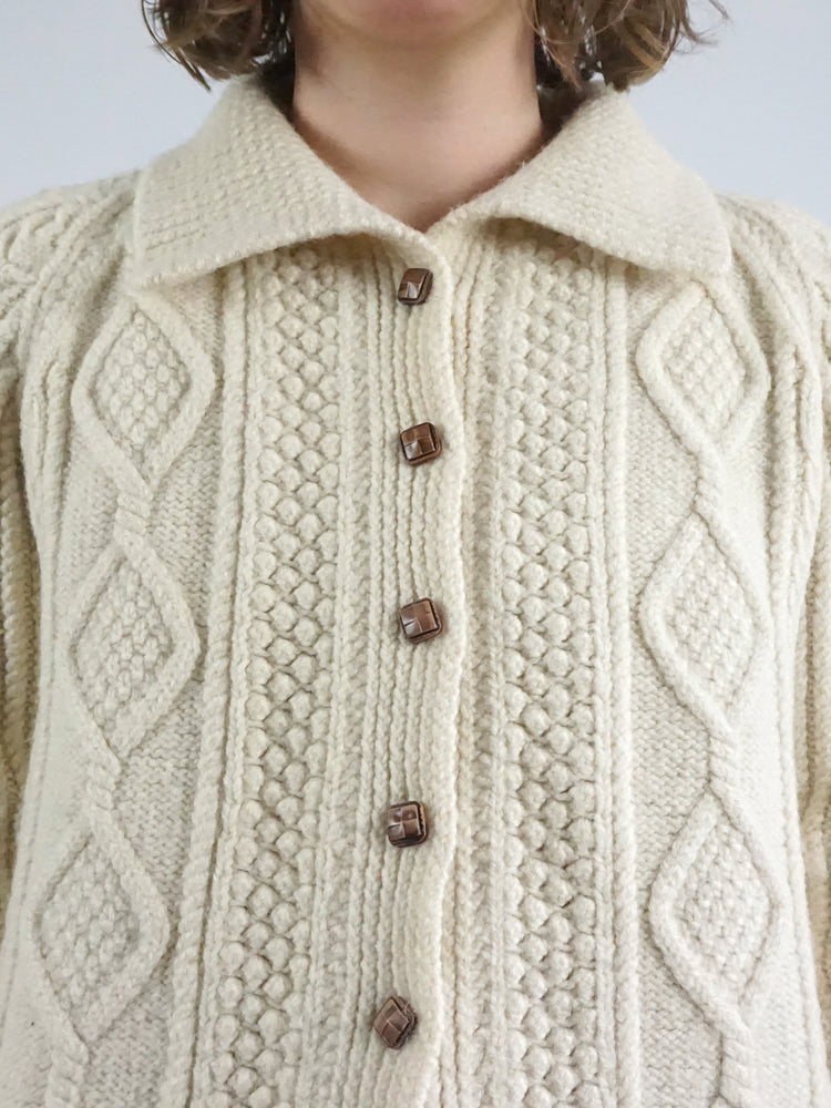Aran Wool Cardigan - S