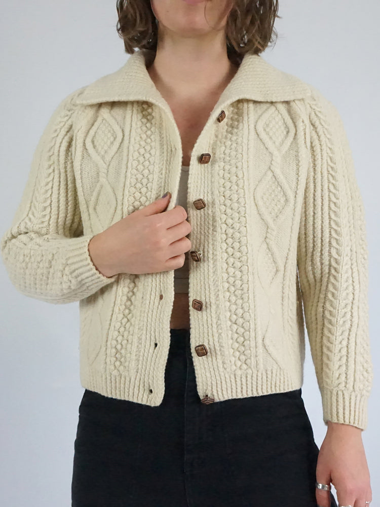 Aran Wool Cardigan - S