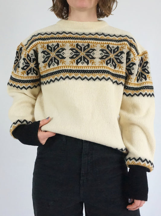 Snowflake Patterned Wool Jumper - M/L