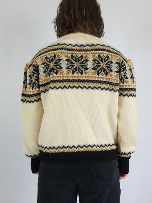 Snowflake Patterned Wool Jumper - M/L