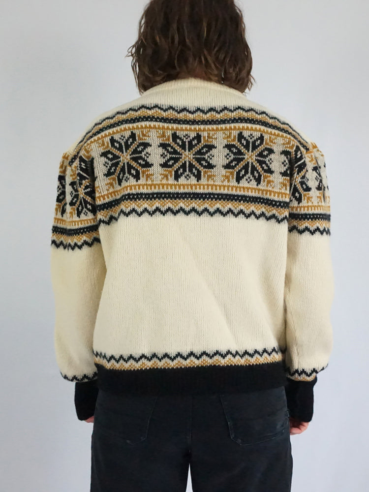 Snowflake Patterned Wool Jumper - M/L