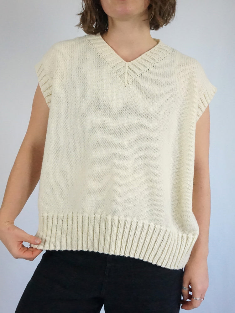 Cream Knitted Boxy Vest - XL