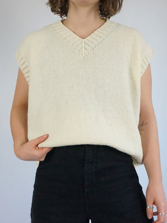 Cream Knitted Boxy Vest - XL