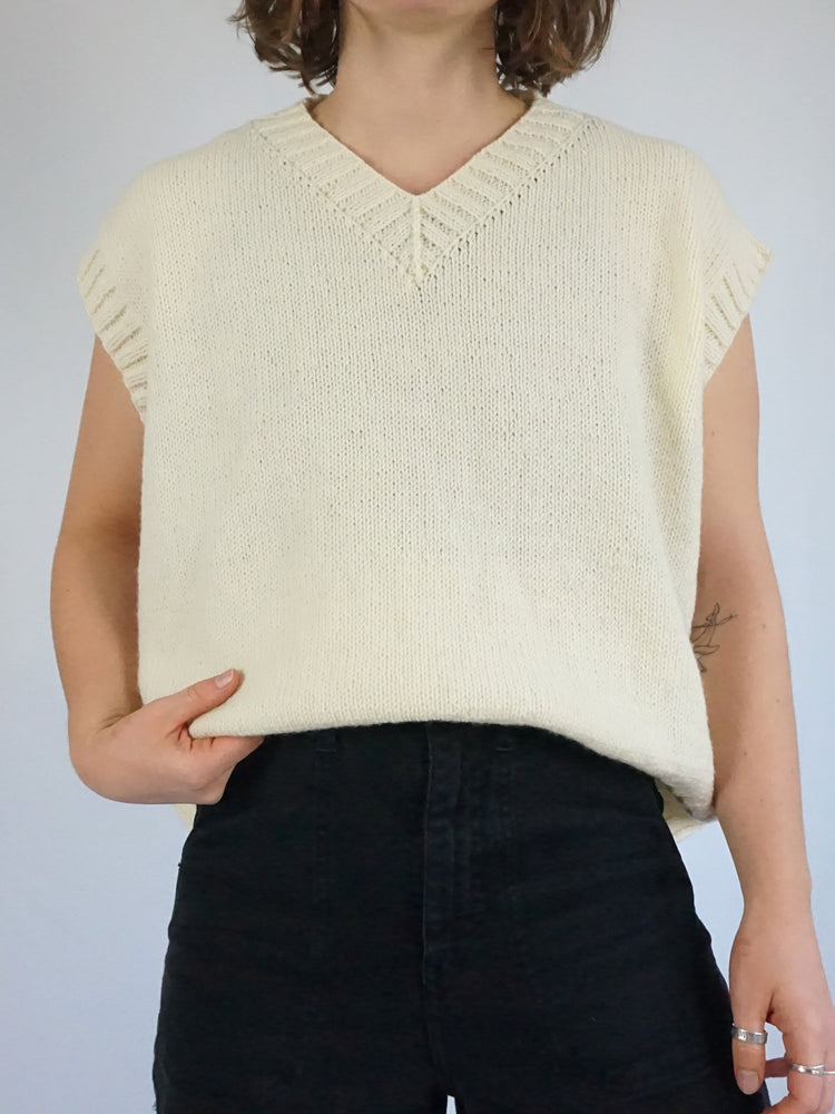 Cream Knitted Boxy Vest - XL
