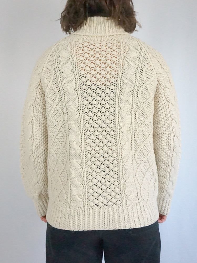 Cable Knit Turtleneck Jumper - M