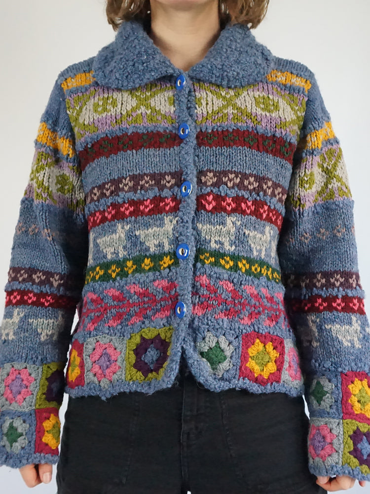 Amano Colourful Crochet Cardigan -  M/L