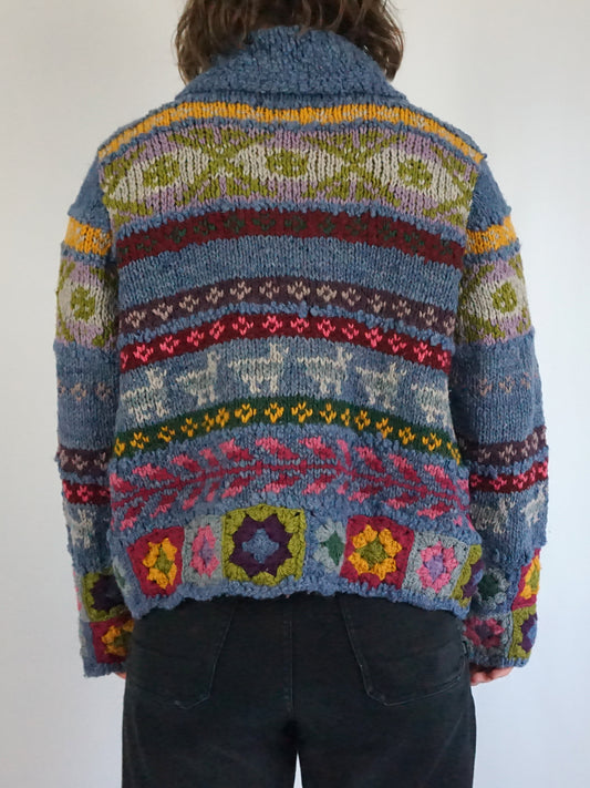 Amano Colourful Crochet Cardigan -  M/L