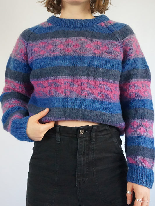 Chunky Wool Striped Jumper - M