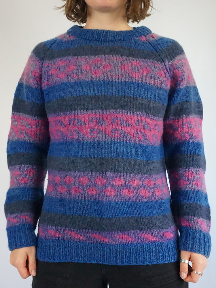 Chunky Wool Striped Jumper - M