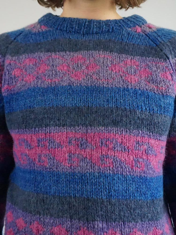 Chunky Wool Striped Jumper - M