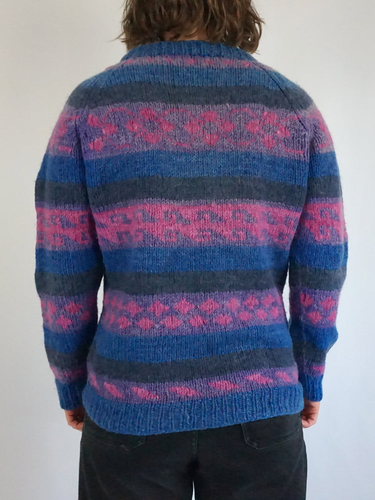 Chunky Wool Striped Jumper - M